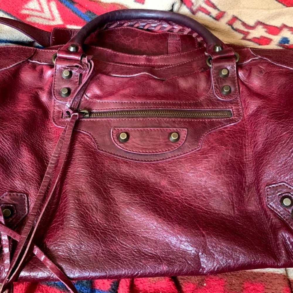 Balenciaga:  2005 Bordeaux CHEVRE Leather City Handbag!   PRE-OWNED - TPF CeeJay